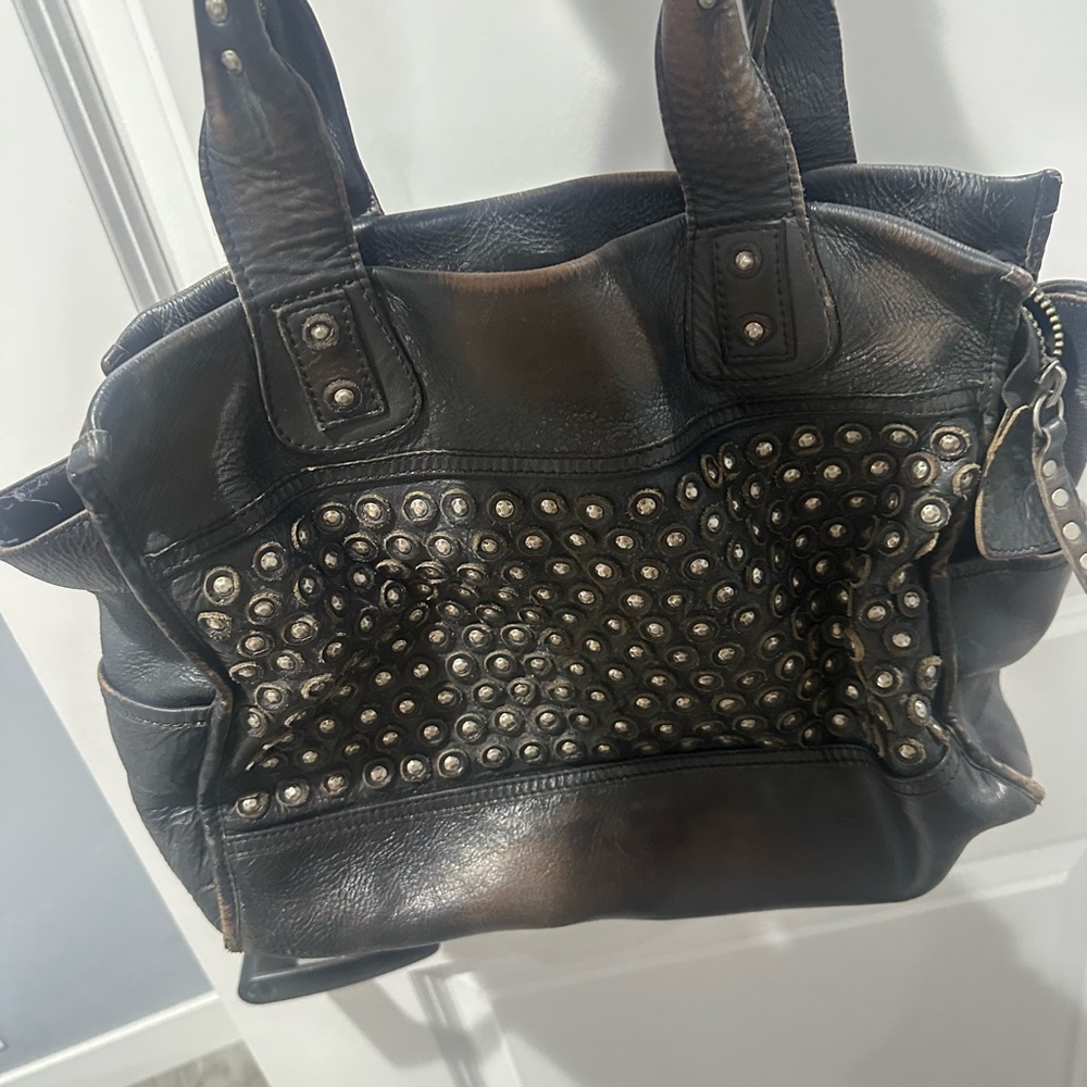 Frye Black Studded Leather Shoulder Bag